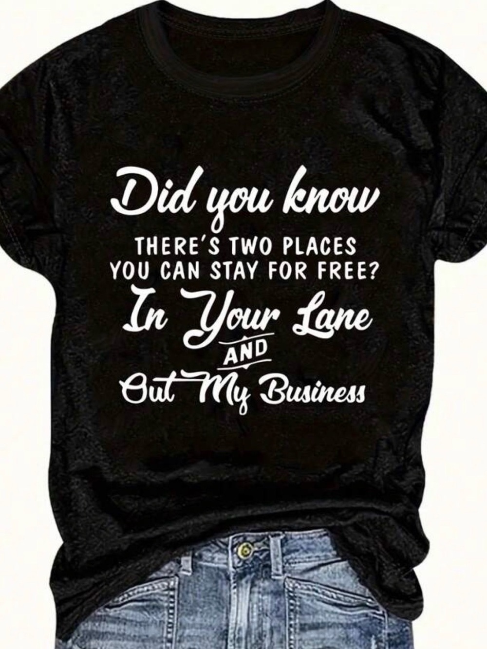 SHEIN Black Tee with White Slogan